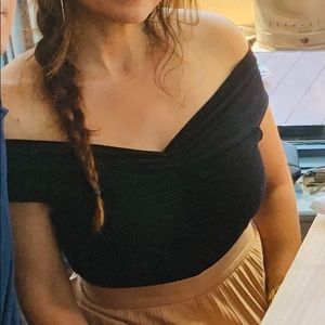 Reformation black off-shoulder top
